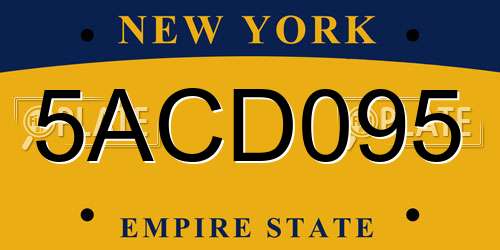 5ACD095 New York License Plate