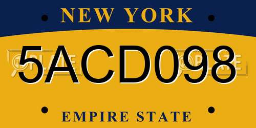 5ACD098 New York License Plate