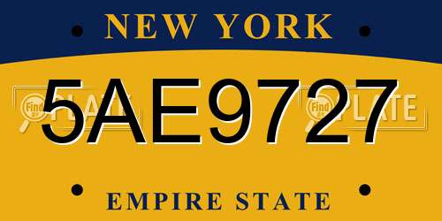 5AE9727 New York License Plate