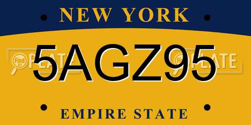 5AGZ95 New York License Plate