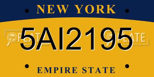 5AI2195 New York License Plate