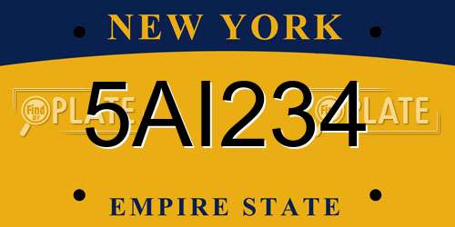 5AI234 New York License Plate