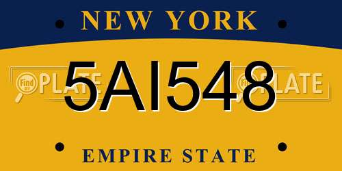5AI548 New York License Plate