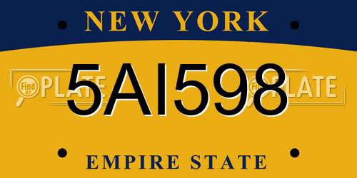 5AI598 New York License Plate