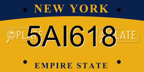 5AI618 New York License Plate