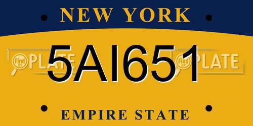 5AI651 New York License Plate