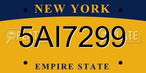 5AI7299 New York License Plate