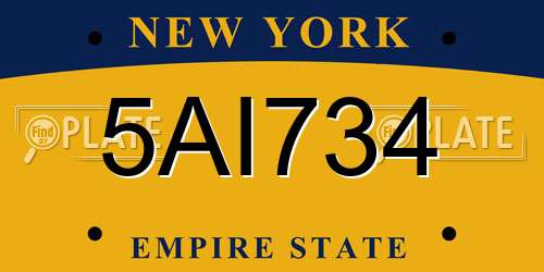 5AI734 New York License Plate