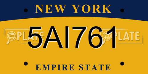 5AI761 New York License Plate