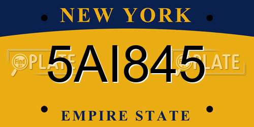 5AI845 New York License Plate