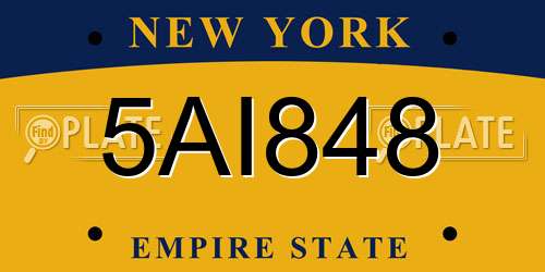 5AI848 New York License Plate