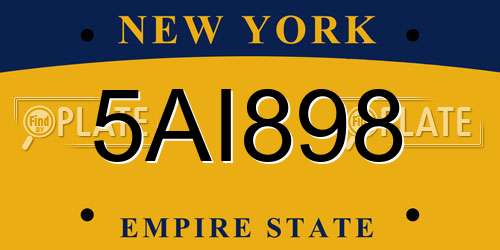 5AI898 New York License Plate