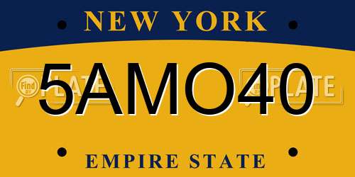 5AMO40 New York License Plate