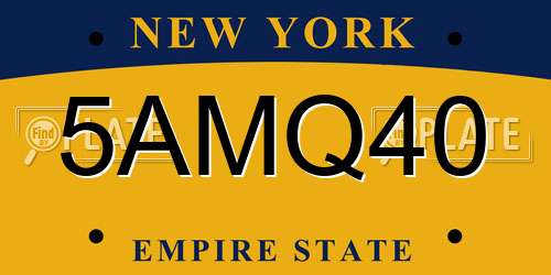 5AMQ40 New York License Plate