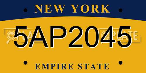 5AP2045 New York License Plate
