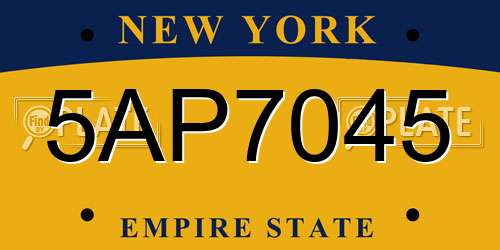 5AP7045 New York License Plate