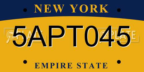 5APT045 New York License Plate
