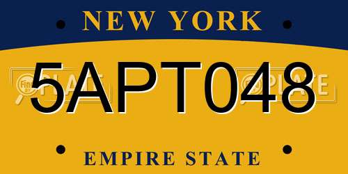 5APT048 New York License Plate