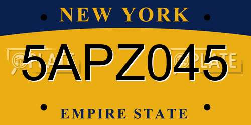 5APZ045 New York License Plate