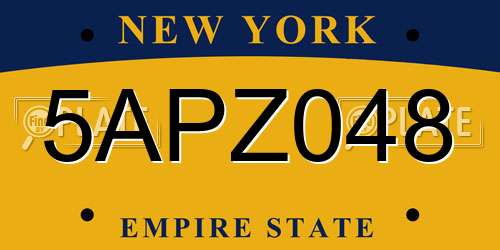 5APZ048 New York License Plate