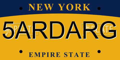 5ARDARG New York License Plate