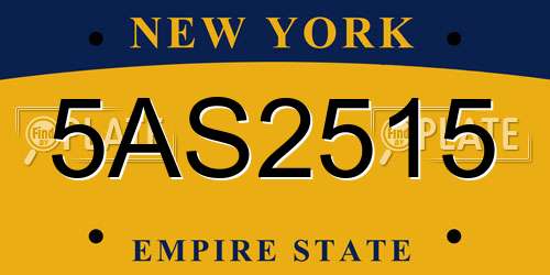 5AS2515 New York License Plate