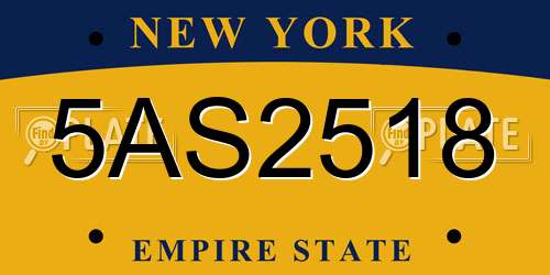 5AS2518 New York License Plate