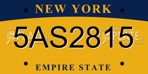 5AS2815 New York License Plate