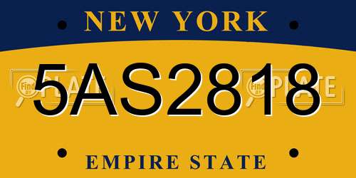 5AS2818 New York License Plate