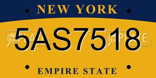 5AS7518 New York License Plate