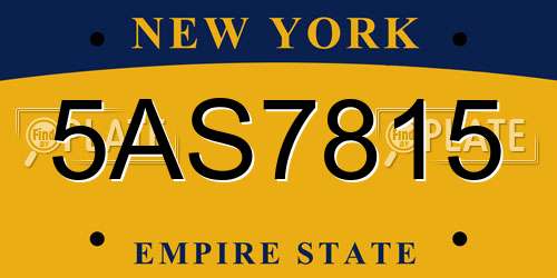 5AS7815 New York License Plate