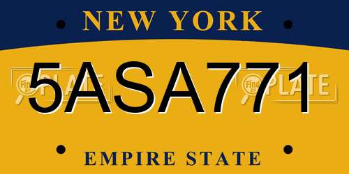 5ASA771 New York License Plate