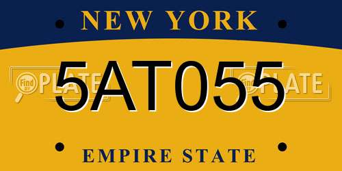 5AT055 New York License Plate