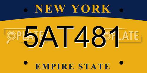 5AT481 New York License Plate
