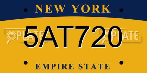 5AT720 New York License Plate