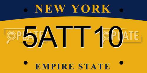 5ATT10 New York License Plate