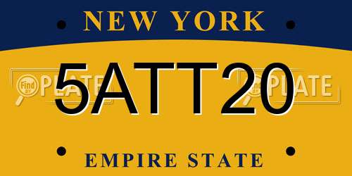 5ATT20 New York License Plate