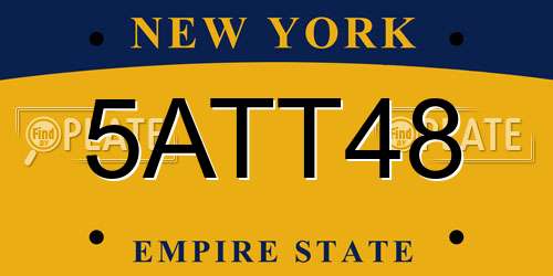 5ATT48 New York License Plate