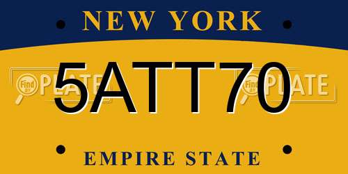 5ATT70 New York License Plate