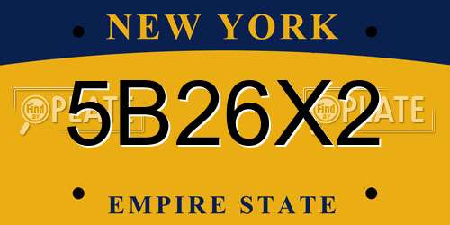5B26X2 New York License Plate