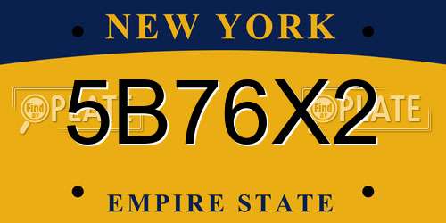 5B76X2 New York License Plate