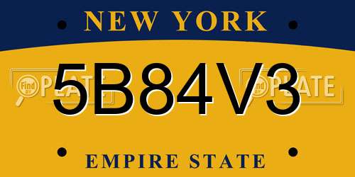 5B84V3 New York License Plate