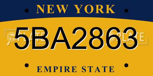 5BA2863 New York License Plate