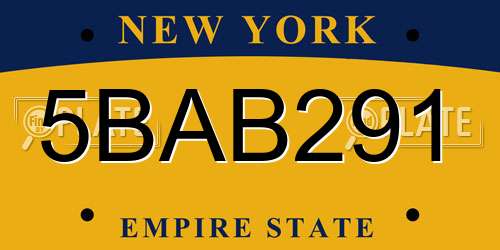 5BAB291 New York License Plate