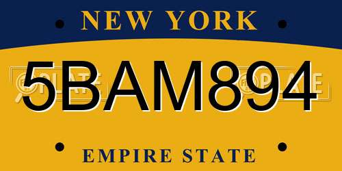 5BAM894 New York License Plate