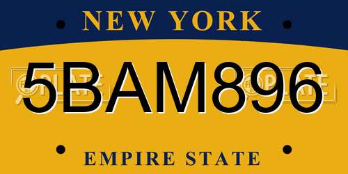 5BAM896 New York License Plate