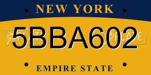 5BBA602 New York License Plate