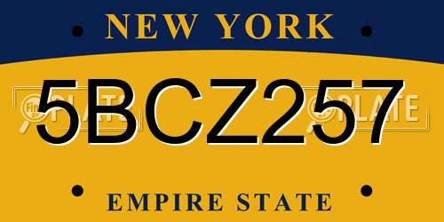 5BCZ257 New York License Plate