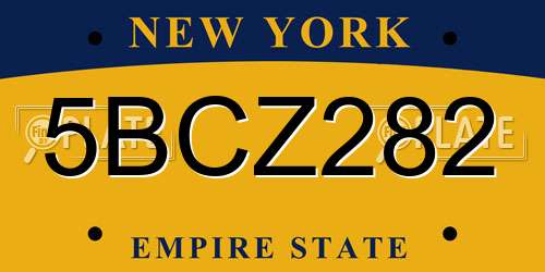 5BCZ282 New York License Plate