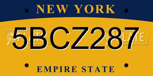5BCZ287 New York License Plate